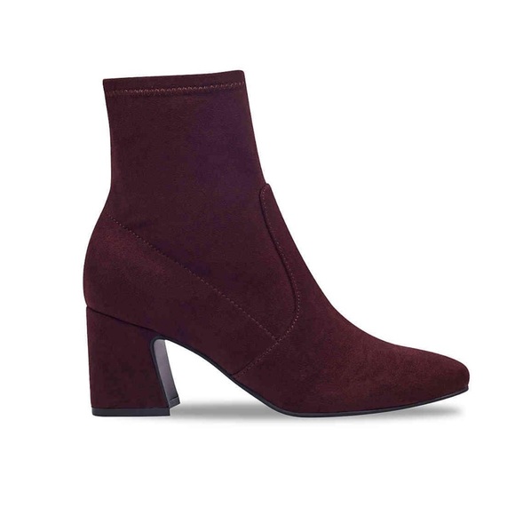 Unisa Shoes - Unisa Burgundy Havana Heeled Side Zip Faux Suede Dark Academia Bootie New